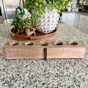 Wooden Block 5 Votive Candle Holder